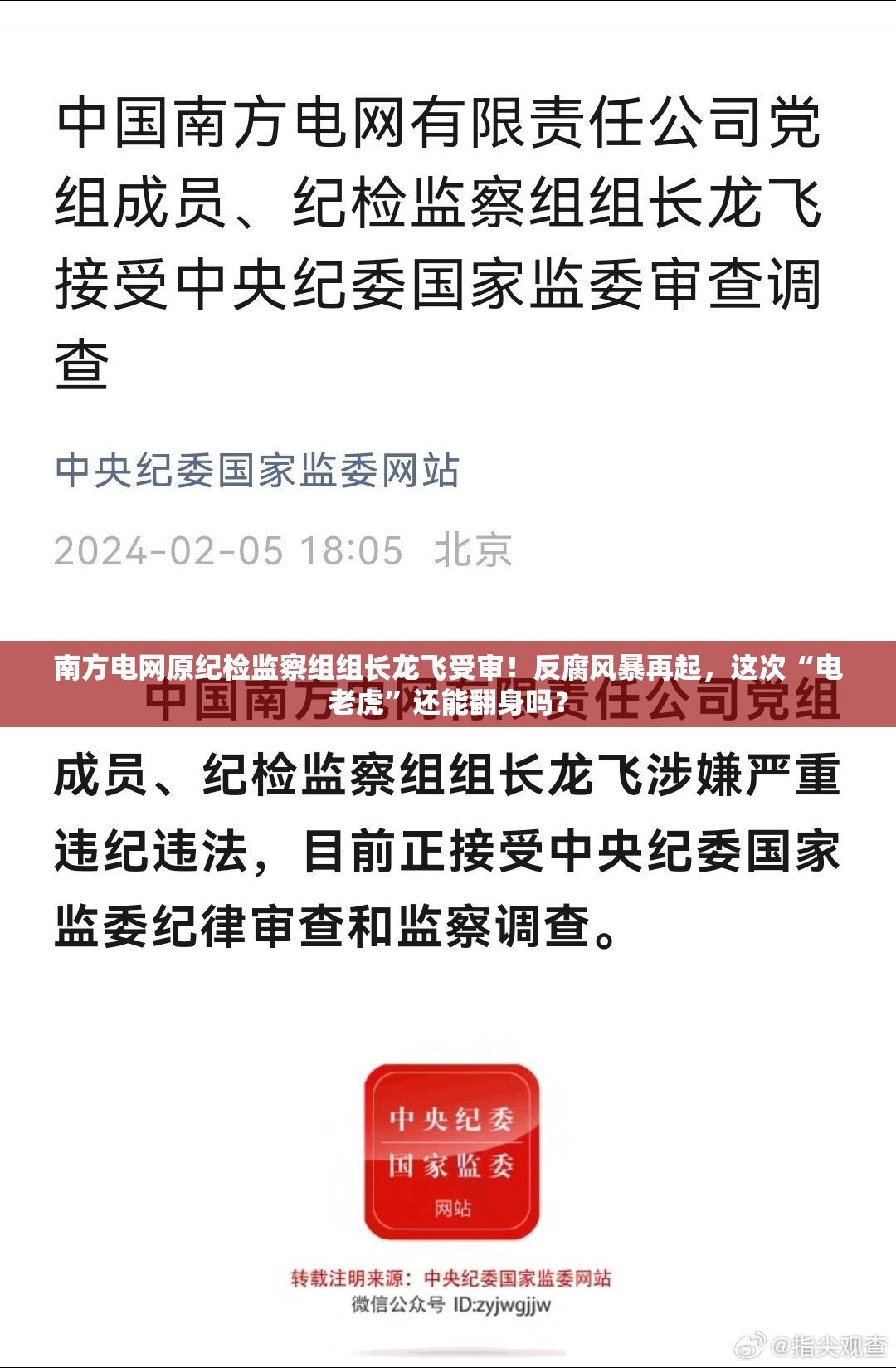 南方电网原纪检监察组组长龙飞受审